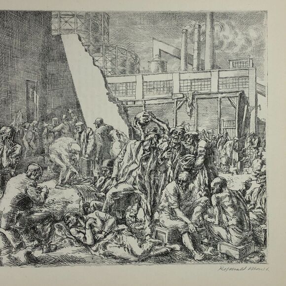 Reginald Marsh "The Jungle" 1930s Art Print Great Depression New York Sketch Vtg - Picture 5 of 11